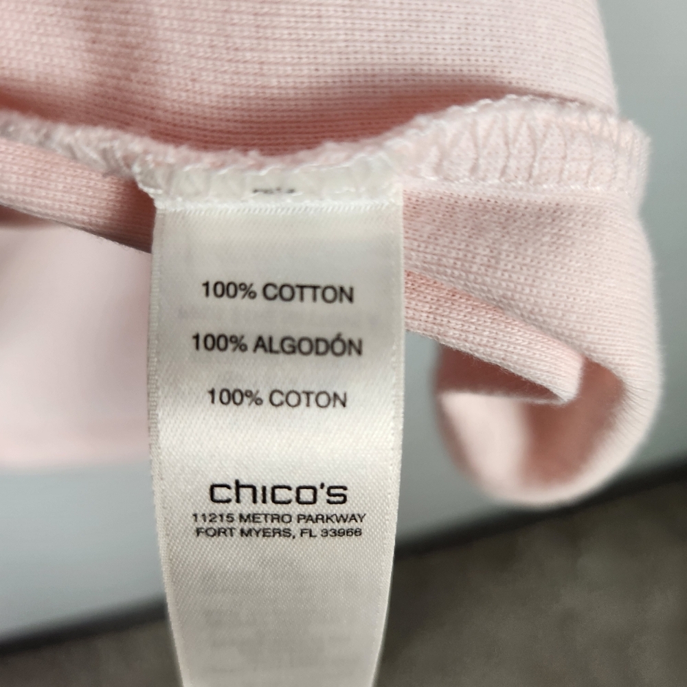 NWT Chico's Bella‎ Top Basic Knit Short Sleeve T-Shirt Whisper Pink (1/ M) #648 - Picture 8 of 11